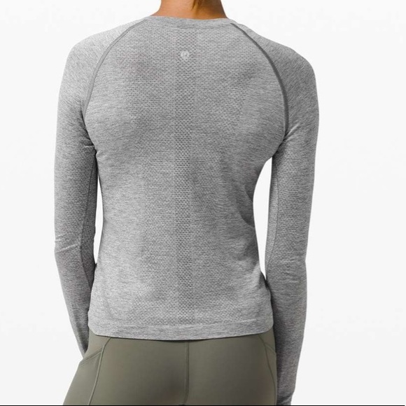 NWT Lululemon Swiftly Tech Long Sleeve Shirt 2.0 Race Length Slate/White Size 6 - Picture 7 of 9